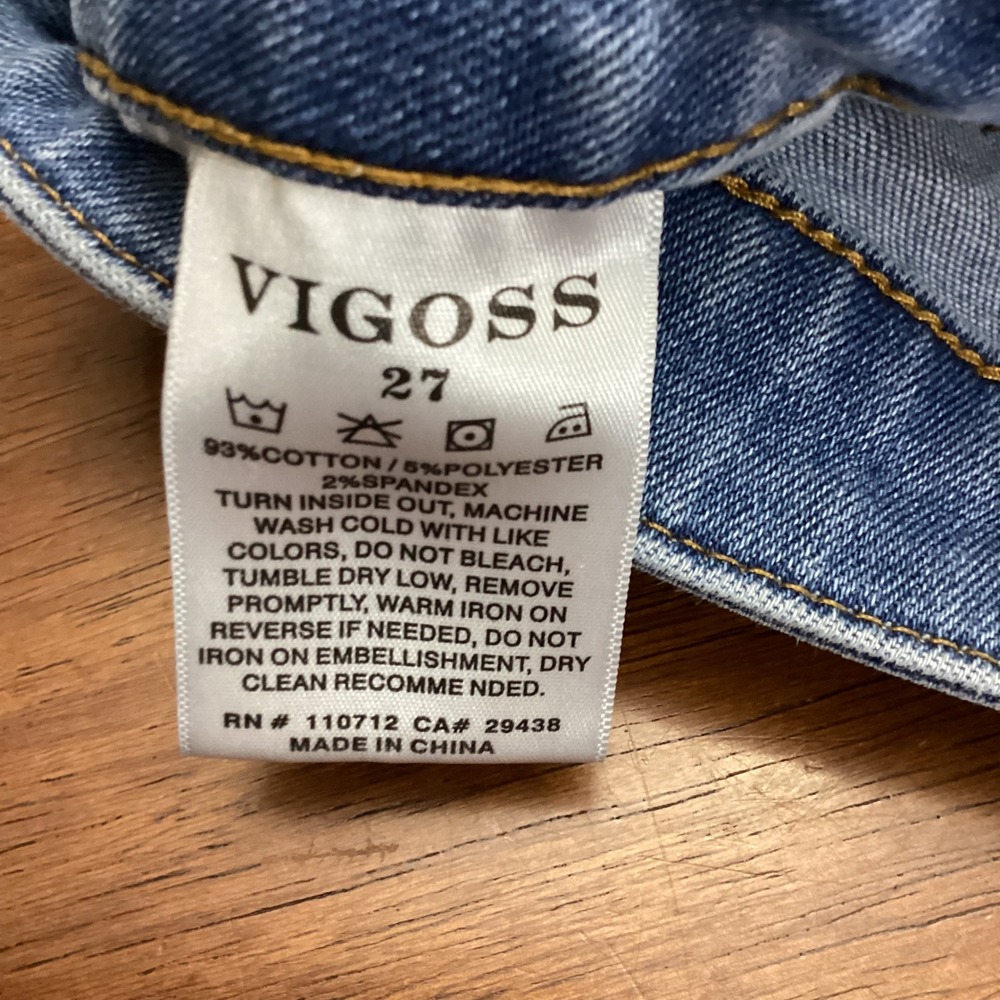 Vigoss Marley Skinny Jeans Womens 27 Medium Wash High Rise Distressed Hem Denim - Picture 7 of 9